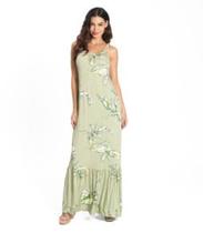 Vestido Longo Estampado Feminino Rovitex Verde em Viscose Vestido Longo Estampado Feminino Rovitex Verde em Viscose