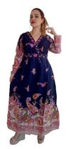 Vestido Longo Estampado Indiano Manga Longa - Cod.19903 Vestido Longo Estampado Indiano Manga Longa - Cod.19903