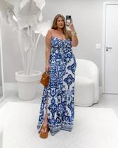 Vestido Longo Estampado Lastex sem alça Plus Size Vestido Longo Estampado Lastex sem alça Plus Size