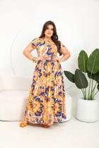 Vestido Longo Estampado Manga Curta Lançamento Moda Evangelica 060 Vestido Longo Estampado Manga Curta Lançamento Moda Evangelica 060