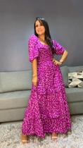 Vestido longo estampado, tam m, dona da moda Vestido longo estampado, tam m, dona da moda