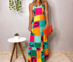 Vestido longo estampado tamanho único veste do 38 ao 42