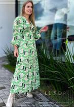 Vestido longo estampado verde
