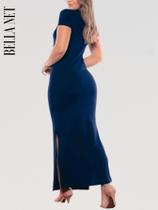 Vestido Longo Evangélico Com Manguinhas Tecido Canelado Premium Vestido Eva