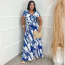 Vestido Longo Faixa Estampado Moda Evangélica Feminina