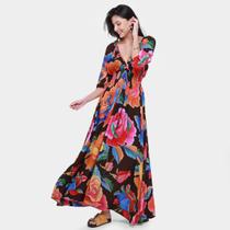 Vestido Longo Farm Rosas Pintadas Vestido Longo Farm Rosas Pintadas