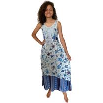 Vestido Longo Feminina Regata Estampado Viscose Com Renda432