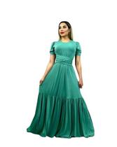 Vestido Longo Feminino 1 Maria Manga Princesa Com Cinto Laço