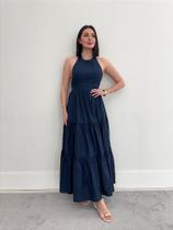 Vestido longo feminino azul marinho - moderno e elegante Vestido longo feminino azul marinho - moderno e elegante