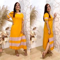 Vestido Longo Feminino Bicolor LISTRA de Manguinha Casual Moda Evangélica Plus Size Envio Imediato. Vestido Longo Feminino Bicolor LISTRA de Manguinha Casual Moda Evangélica Plus Size Envio Imediato.