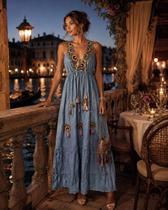 Vestido Longo Feminino Boho Chic Bordado Premium Elegante Exclusivo