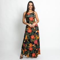 Vestido Longo Feminino Casual Estampado em Malha com Fendas Laterais Vestido Longo Feminino Casual Estampado em Malha com Fendas Laterais