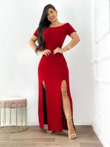 Vestido Longo Feminino com 2 Fendas Festa Vermelho - Mira Luxo Modas