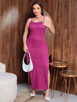 Vestido Longo Feminino De Alçinha Com Fenda Costas Nuas Tendência