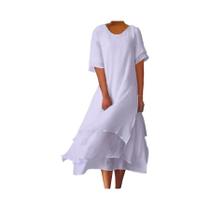 Vestido Longo Feminino De Verão 2024 Com Decote Em V, Cor Sólida, Manga Irregular, Robe De Lazer