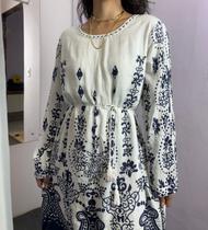 Vestido longo Feminino de Viscose Importada Indiano Estampado Moderno casual Boho