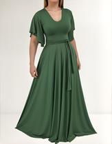 Vestido Longo Feminino Elegante Com Manga Flare