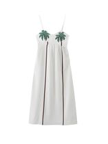 Vestido Longo Feminino Estampado Com Palmeiras, Alça Fina, Sem Costas, Sem Mangas, Elegante Para Vestido Longo Feminino Estampado Com Palmeiras, Alça Fina, Sem Costas, Sem Mangas, Elegante Para