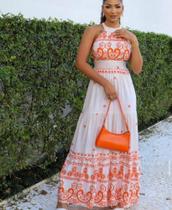 Vestido longo feminino estampado tamanho g