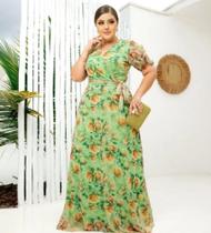 Vestido longo feminino estampado
