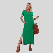 Vestido Longo Feminino Festa Fenda Lateral Viscolycra