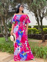 Vestido longo feminino floral moda plus size evangelica