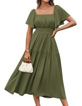Vestido longo feminino GRACE KARIN, casual de verão, verde militar