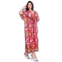 Vestido longo feminino Kaftan Manga Morcego estampado Tendência Moda 2024