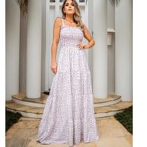 Vestido longo feminino Lastex Floral Azul , Lavanda,Pink, verde, P, M, G Tecido Crepe Vestido longo feminino Lastex Floral Azul , Lavanda,Pink, verde, P, M, G Tecido Crepe