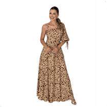 Vestido Longo Feminino Manga Confortável Muito Elegante