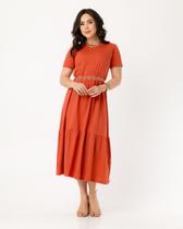 Vestido Longo Feminino Midi Duas Marias Manga 100% Algodão Veste P ao GG Moda Versátil Vestido Longo Feminino Midi Duas Marias Manga 100% Algodão Veste P ao GG Moda Versátil