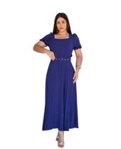 Vestido Longo Feminino Plissado com Cinto Encantador