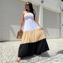 Vestido Longo Feminino Plus Size Casual Moderno De Alcinha Ajustável