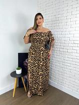 Vestido Longo Feminino Plus Size Com Fenda Modelo Ciganhinha Ombro A Ombro Multi Formas - Donna Lu