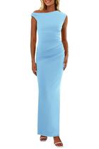 Vestido longo feminino PRETTYGARDEN 2025, verão, azul claro Vestido longo feminino PRETTYGARDEN 2025, verão, azul claro