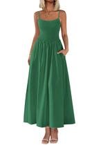 Vestido longo feminino PRETTYGARDEN com blusa de verão verde escuro