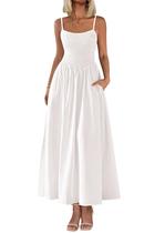 Vestido longo feminino PRETTYGARDEN, com blusa, verão 2025, branco
