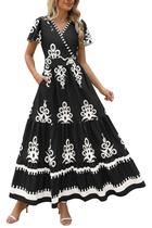 Vestido longo feminino PRETTYGARDEN, floral de verão 2025, decote em V