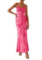 Vestido longo feminino PRETTYGARDEN floral de verão 2025 rosa S Vestido longo feminino PRETTYGARDEN floral de verão 2025 rosa S