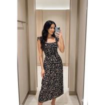 Vestido Longo Feminino sem alça Estampado Com Alça Em Crepe Vestido Longo Feminino sem alça Estampado Com Alça Em Crepe