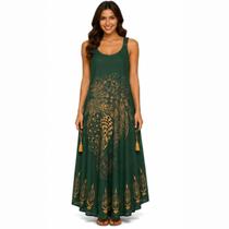Vestido Longo Feminino Viscose Estampado com Bolso e Alça Ajustável - FMF