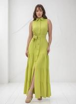 Vestido Longo Fenda Botões Frontal Cândida Ferreira Vestido Longo Fenda Botões Frontal Cândida Ferreira