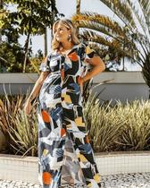 Vestido longo fenda frente