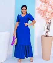 Vestido Longo Fenda no Babado Moda Evangélica Feminina