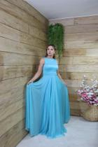 Vestido longo festa azul Tiffany tam M