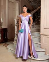 Vestido Longo Festa Casamento Formatura Alças finas Ombro a Ombro Zibeline Luxo - Lavanda - Vestido Longo Festa Casamento Formatura Alças finas Ombro a Ombro Zibeline Luxo - Lavanda -