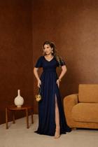 Vestido Longo Festa Decote V Fenda Madrinha -