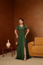 Vestido Longo Festa Decote V Fenda Madrinha -