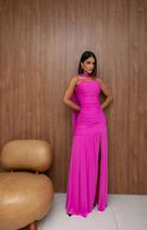 Vestido Longo Festa Elegante sem alça Fenda Madrinha - Vestido Longo Festa Elegante sem alça Fenda Madrinha -