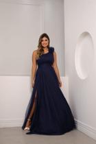 Vestido longo festa Nula Manga, Azul Marinho TAM G